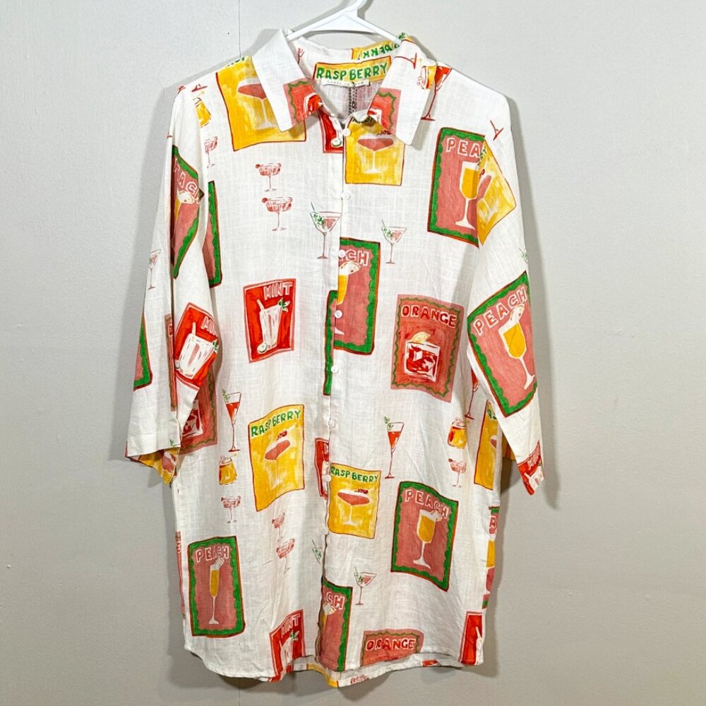 NWT Label of Love Linen Blend Cocktail Print Shirt/Dress Tunic Women's Sz Small - Picture 2 of 9